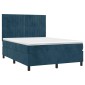 vidaXL Κρεβάτι Boxspring με Στρώμα Σκούρο Μπλε 140x200 εκ. Βελούδινο
