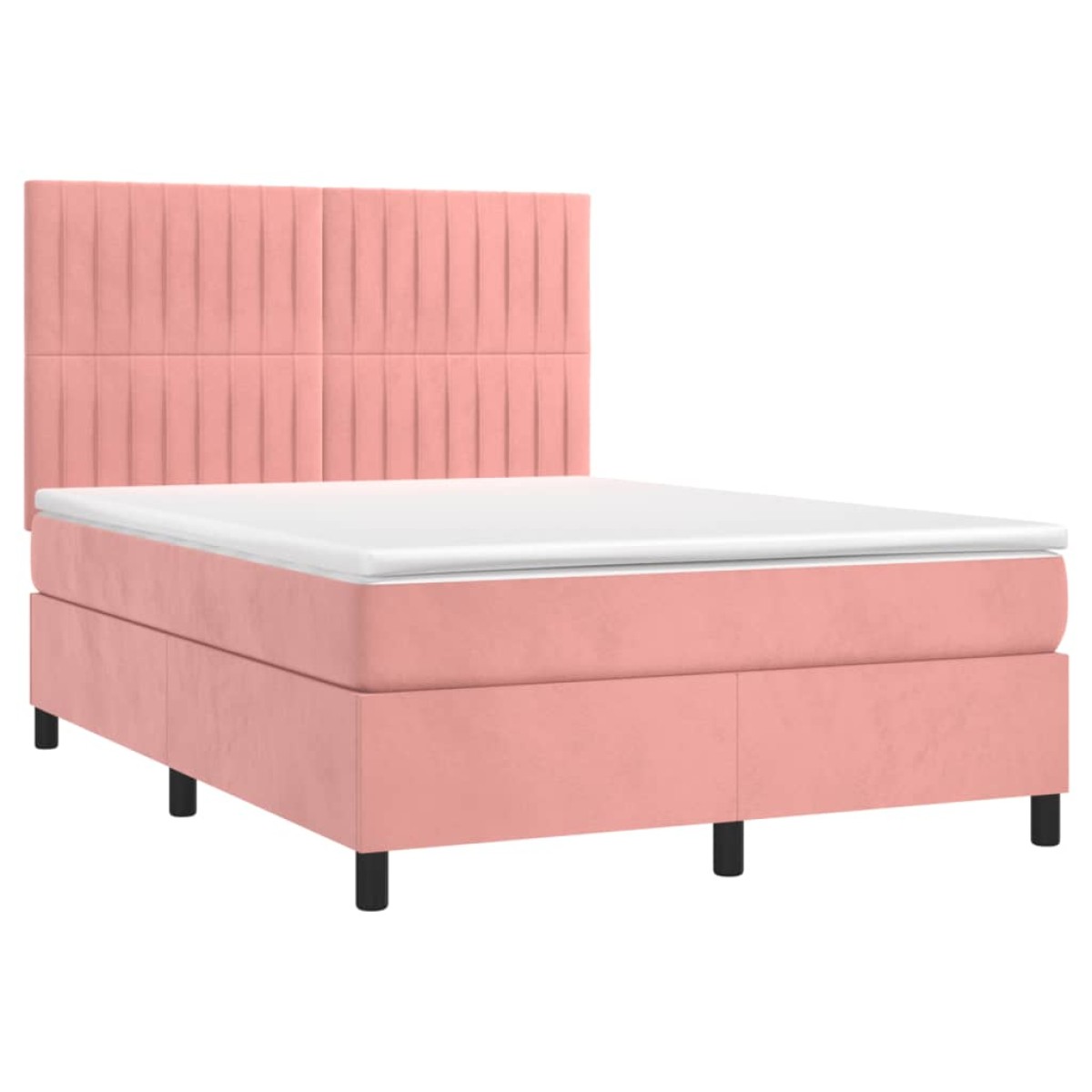 vidaXL Κρεβάτι Boxspring με Στρώμα Ροζ 140x200 εκ. Βελούδινο