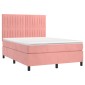 vidaXL Κρεβάτι Boxspring με Στρώμα Ροζ 140x200 εκ. Βελούδινο
