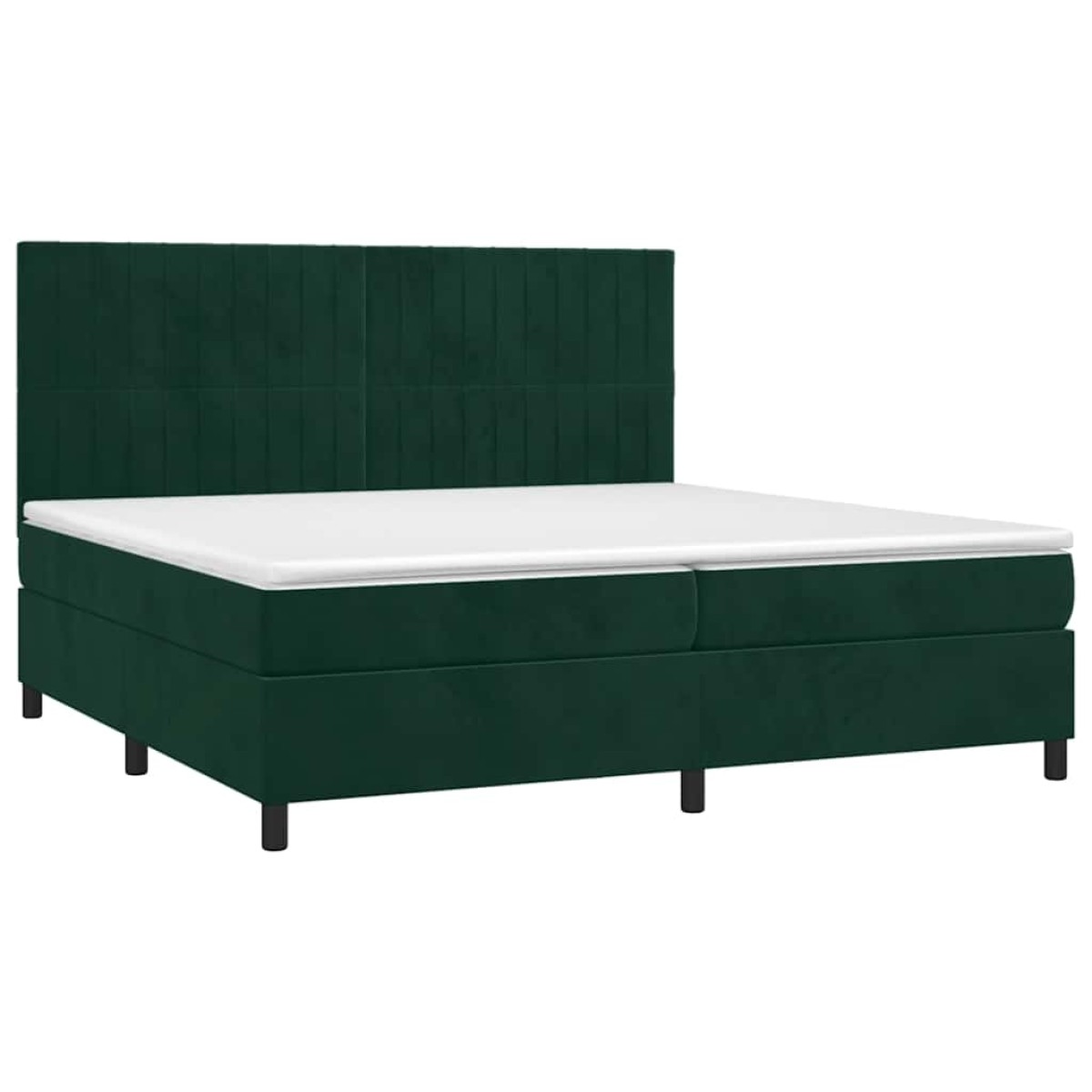 vidaXL Κρεβάτι Boxspring με Στρώμα Σκούρο Πράσινο 200x200εκ. Βελούδινο