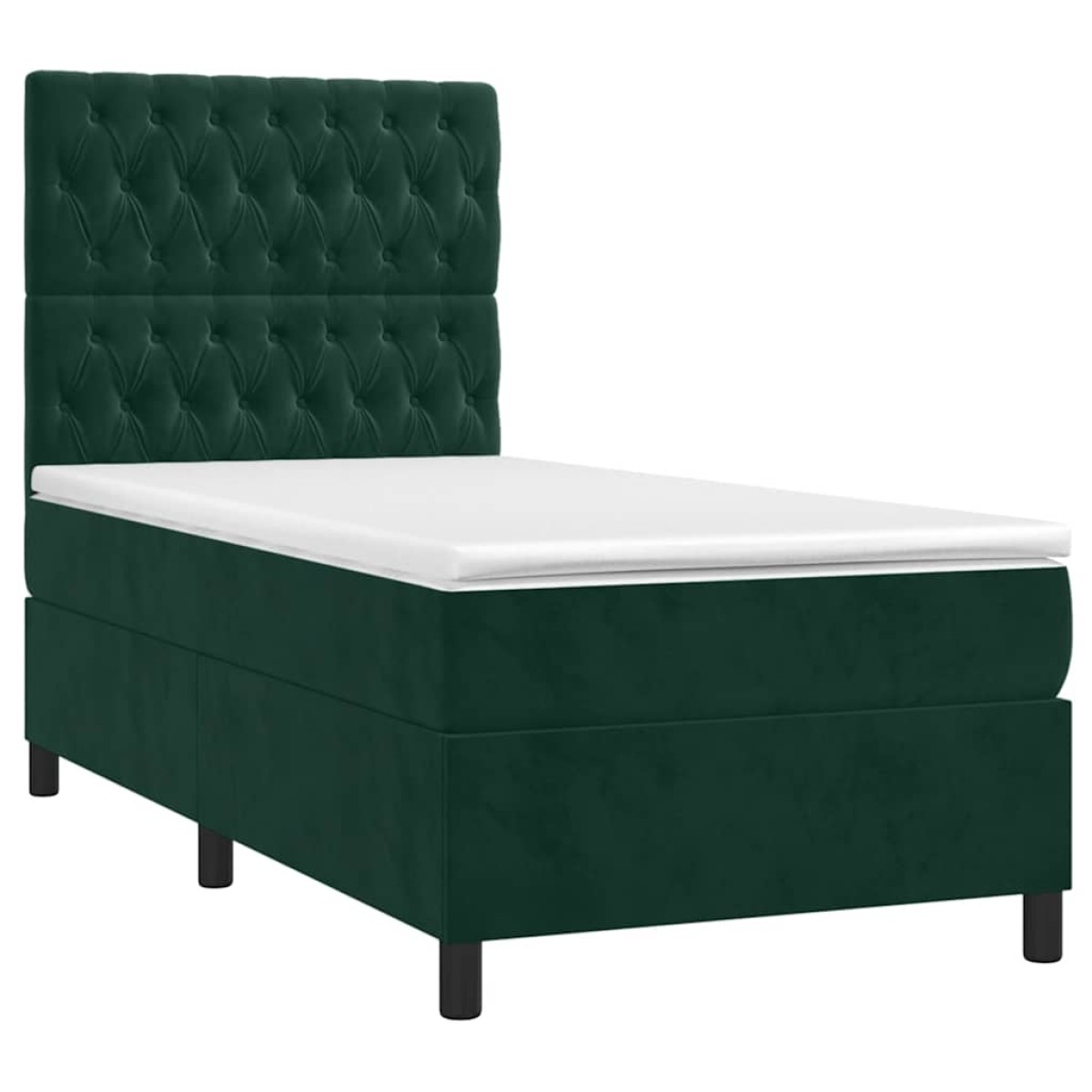 vidaXL Κρεβάτι Boxspring με Στρώμα Σκούρο Πράσινο 80x200 εκ. Βελούδινο