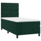 vidaXL Κρεβάτι Boxspring με Στρώμα Σκούρο Πράσινο 90x200 εκ. Βελούδινο