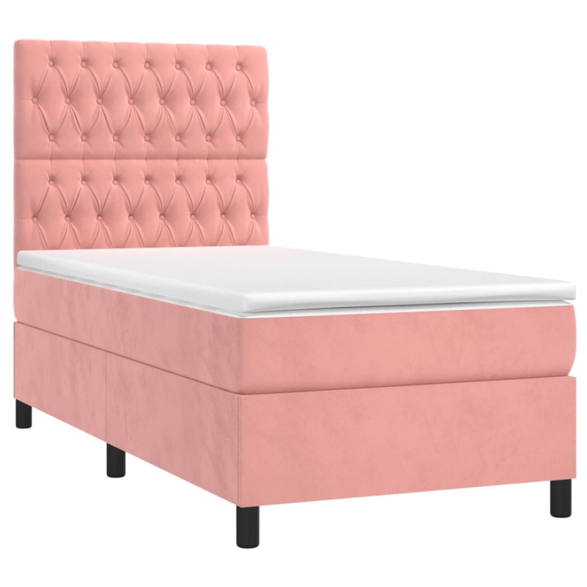 vidaXL Κρεβάτι Boxspring με Στρώμα Ροζ 90x200 εκ. Βελούδινο
