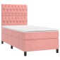vidaXL Κρεβάτι Boxspring με Στρώμα Ροζ 90x200 εκ. Βελούδινο