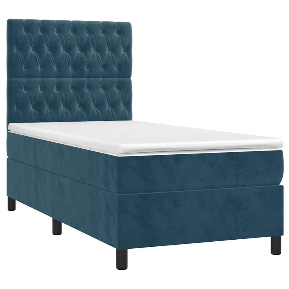 vidaXL Κρεβάτι Boxspring με Στρώμα Σκούρο Μπλε 100x200 εκ. Βελούδινο