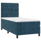 vidaXL Κρεβάτι Boxspring με Στρώμα Σκούρο Μπλε 100x200 εκ. Βελούδινο