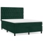 vidaXL Κρεβάτι Boxspring με Στρώμα Σκούρο Πράσινο 140x190εκ. Βελούδινο