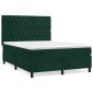 vidaXL Κρεβάτι Boxspring με Στρώμα Σκούρο Πράσινο 140x200εκ. Βελούδινο