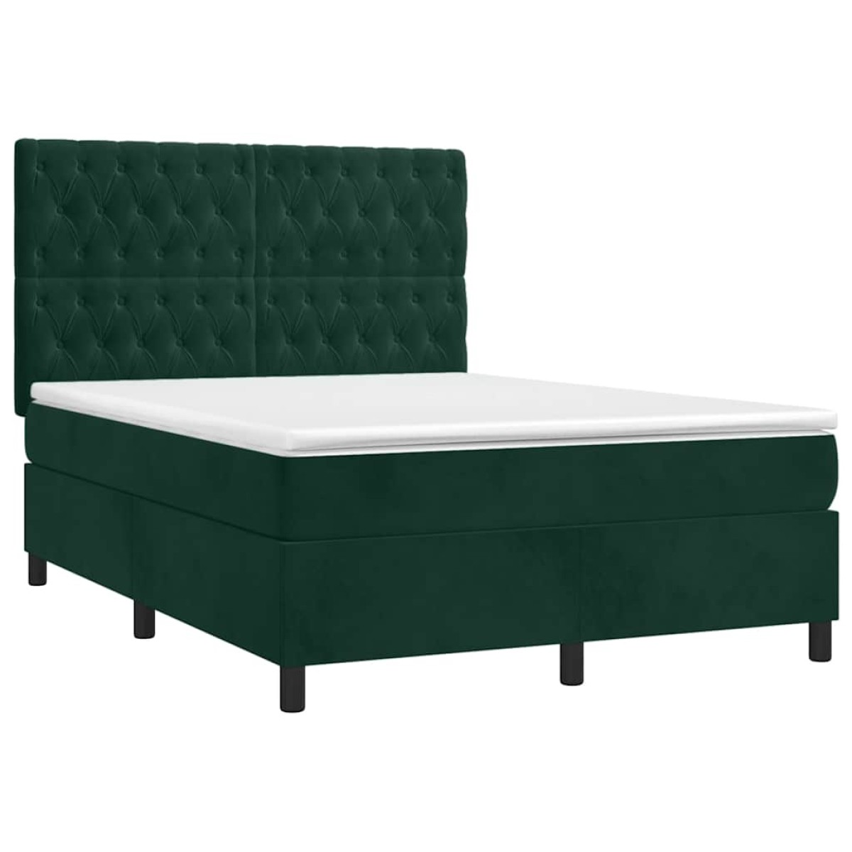 vidaXL Κρεβάτι Boxspring με Στρώμα Σκούρο Πράσινο 140x200εκ. Βελούδινο