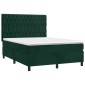 vidaXL Κρεβάτι Boxspring με Στρώμα Σκούρο Πράσινο 140x200εκ. Βελούδινο