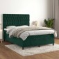 vidaXL Κρεβάτι Boxspring με Στρώμα Σκούρο Πράσινο 140x200εκ. Βελούδινο