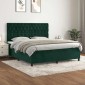 vidaXL Κρεβάτι Boxspring με Στρώμα Σκούρο Πράσινο 160x200εκ. Βελούδινο