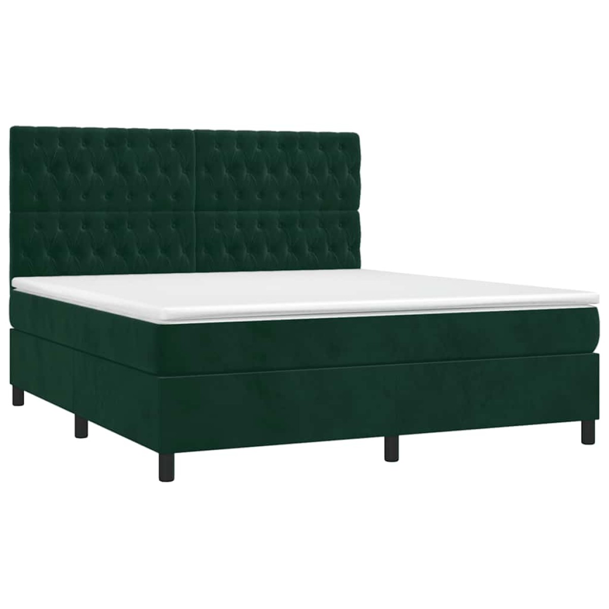 vidaXL Κρεβάτι Boxspring με Στρώμα Σκούρο Πράσινο 180x200εκ. Βελούδινο