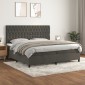 vidaXL Κρεβάτι Boxspring με Στρώμα Σκούρο Γκρι 200x200 εκ. Βελούδινο
