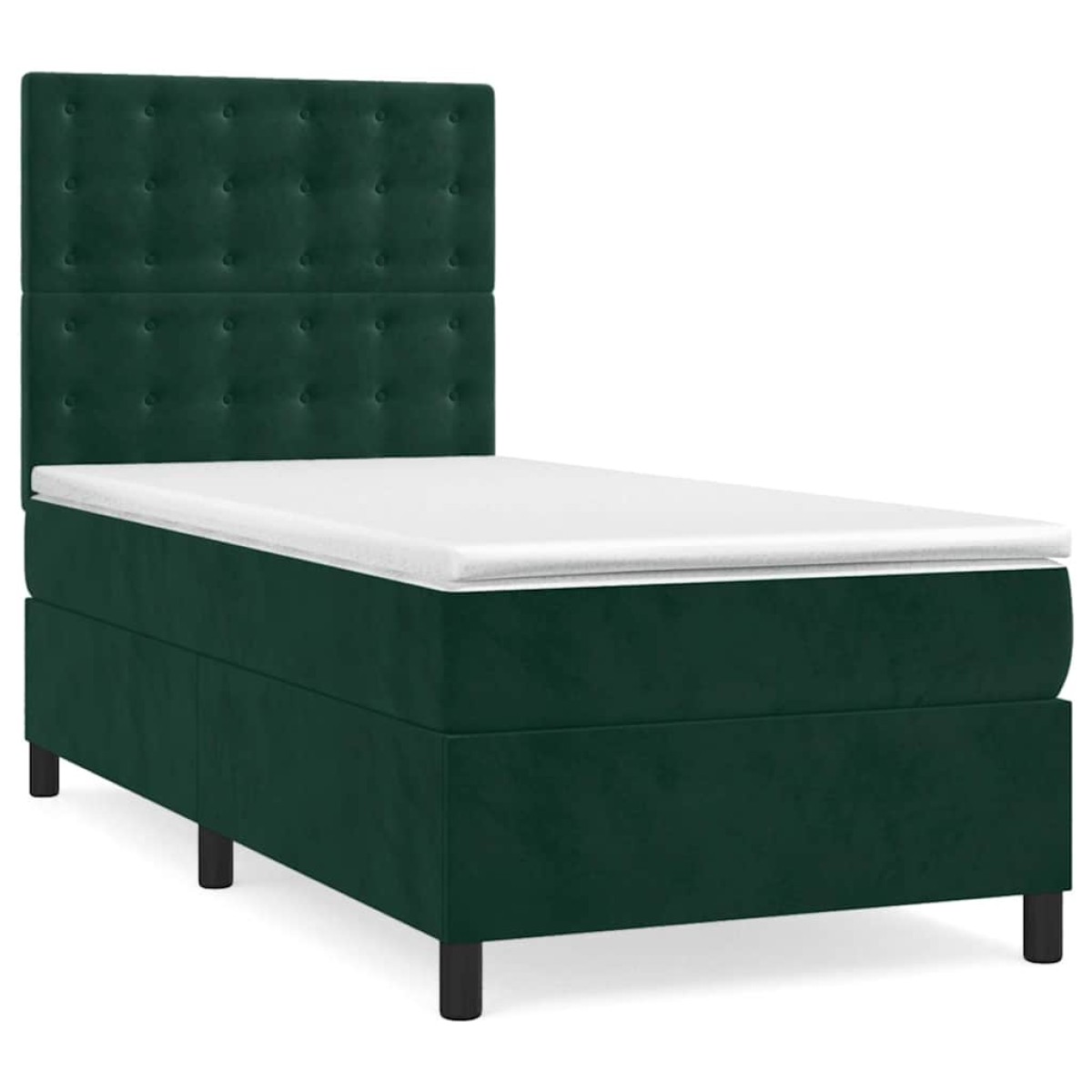 vidaXL Κρεβάτι Boxspring με Στρώμα Σκούρο Πράσινο 80x200 εκ. Βελούδινο