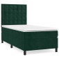 vidaXL Κρεβάτι Boxspring με Στρώμα Σκούρο Πράσινο 80x200 εκ. Βελούδινο