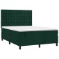 vidaXL Κρεβάτι Boxspring με Στρώμα Σκούρο Πράσινο 140x200εκ. Βελούδινο