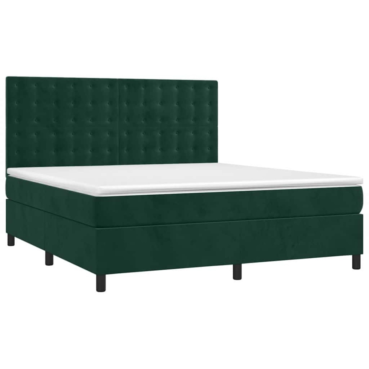 vidaXL Κρεβάτι Boxspring με Στρώμα Σκούρο Πράσινο 160x200εκ. Βελούδινο