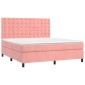 vidaXL Κρεβάτι Boxspring με Στρώμα Ροζ 160x200 εκ. Βελούδινο