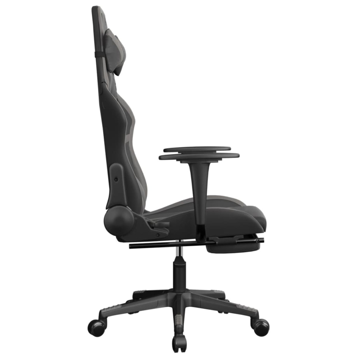 vidaXL Καρέκλα Gaming Μασάζ Υποπόδιο Μαύρο/Γκρι από Συνθετικό Δέρμα