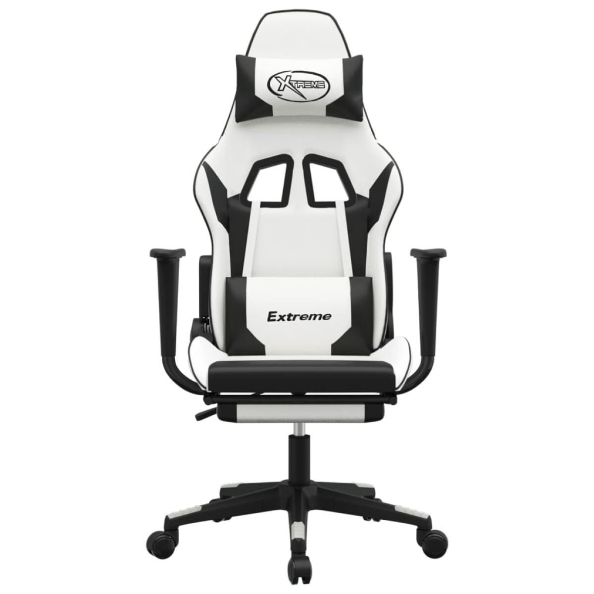 vidaXL Καρέκλα Gaming με Υποπόδιο Λευκό και Μαύρο από Συνθετικό Δέρμα