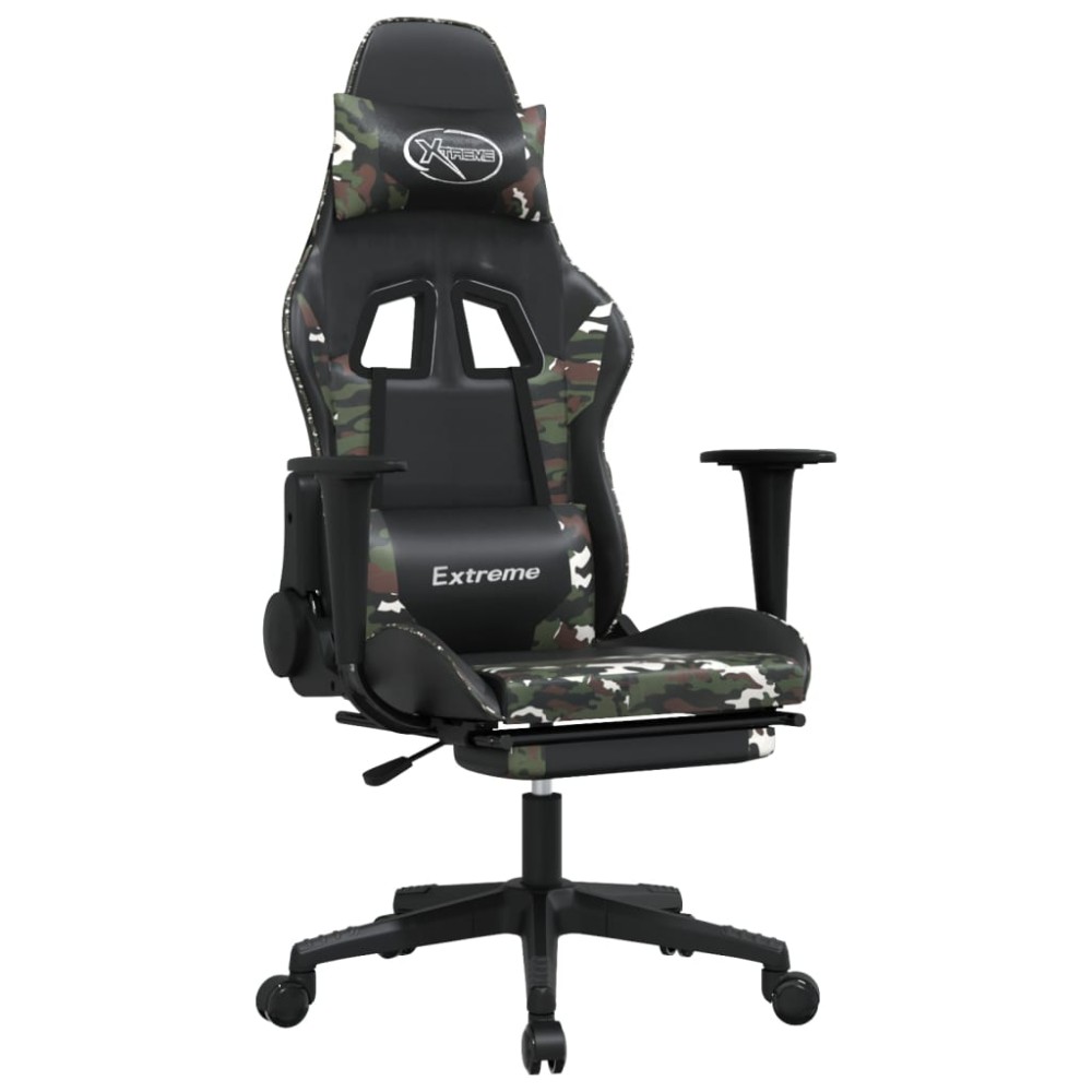 vidaXL Καρέκλα Gaming Μασάζ Υποπόδιο Μαύρο/Παραλλαγή Συνθετικό Δέρμα