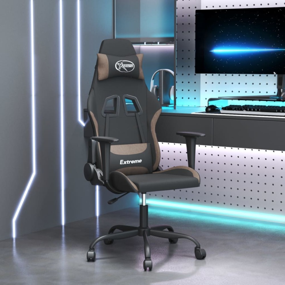 vidaXL Καρέκλα Gaming Μαύρη και Taupe Υφασμάτινη