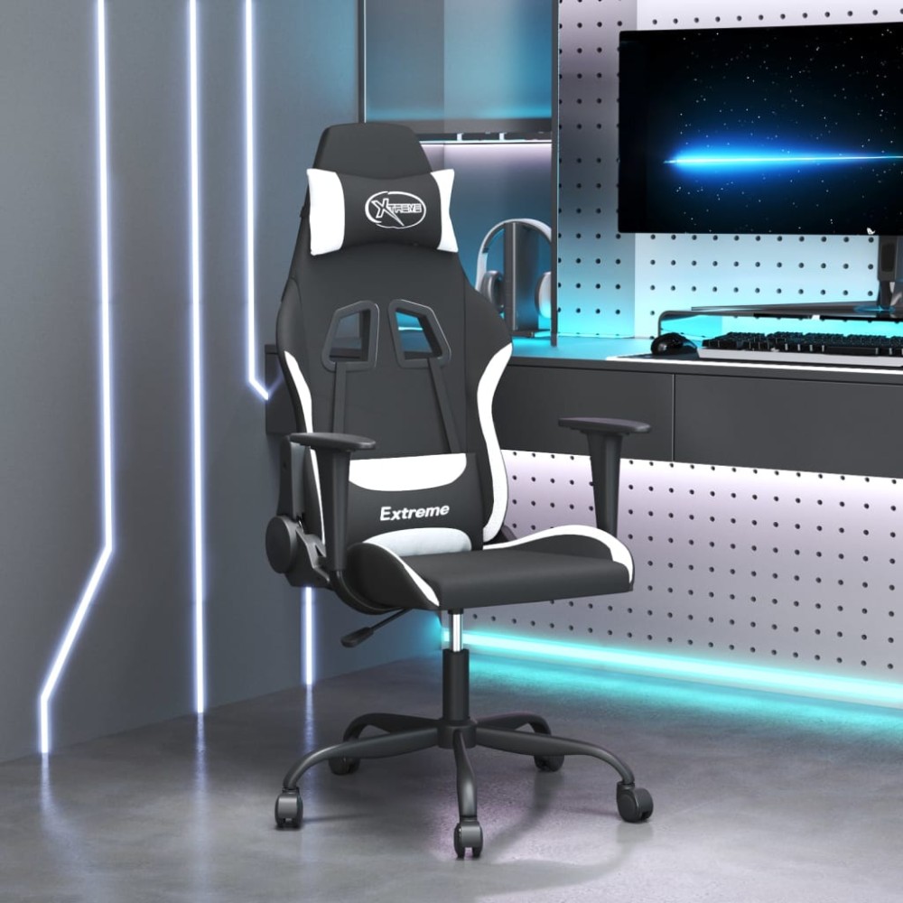 vidaXL Καρέκλα Gaming Μαύρη και Λευκό Υφασμάτινη