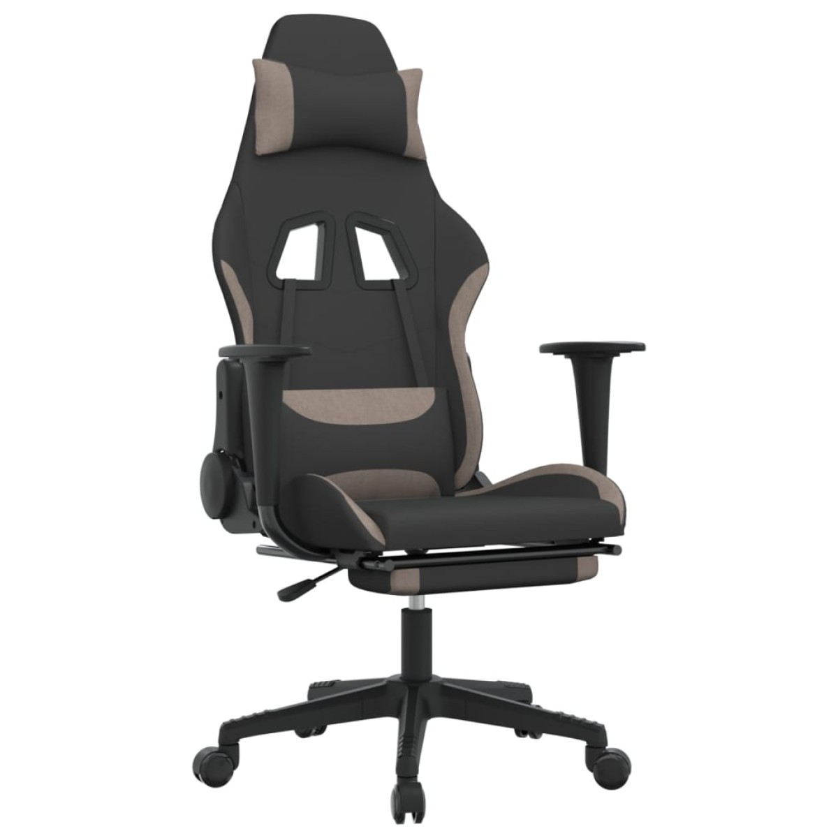 vidaXL Καρέκλα Gaming Μαύρη & Taupe Υφασμάτινη με Υποπόδιο