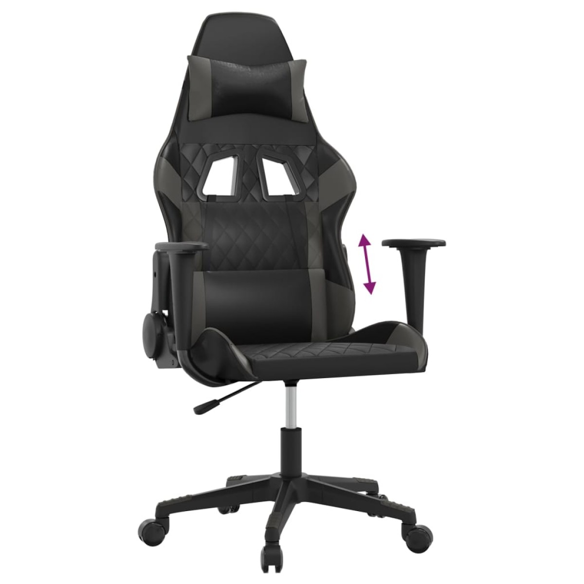 vidaXL Καρέκλα Gaming Μαύρο/Γκρι από Συνθετικό Δέρμα