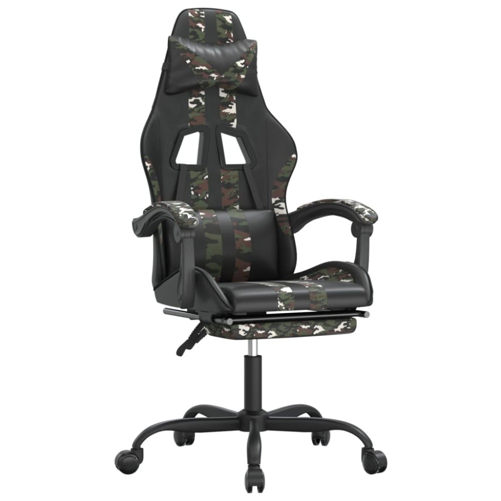 vidaXL Καρέκλα Gaming Μασάζ Υποπόδιο Μαύρο/Παραλλαγή Συνθετικό Δέρμα