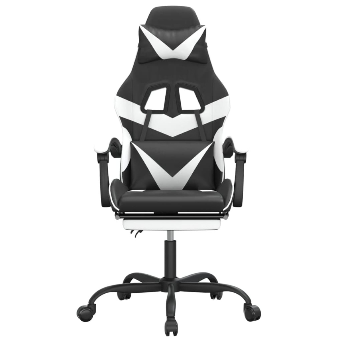 vidaXL Καρέκλα Gaming Μασάζ Υποπόδιο Μαύρο/Λευκό από Συνθετικό Δέρμα