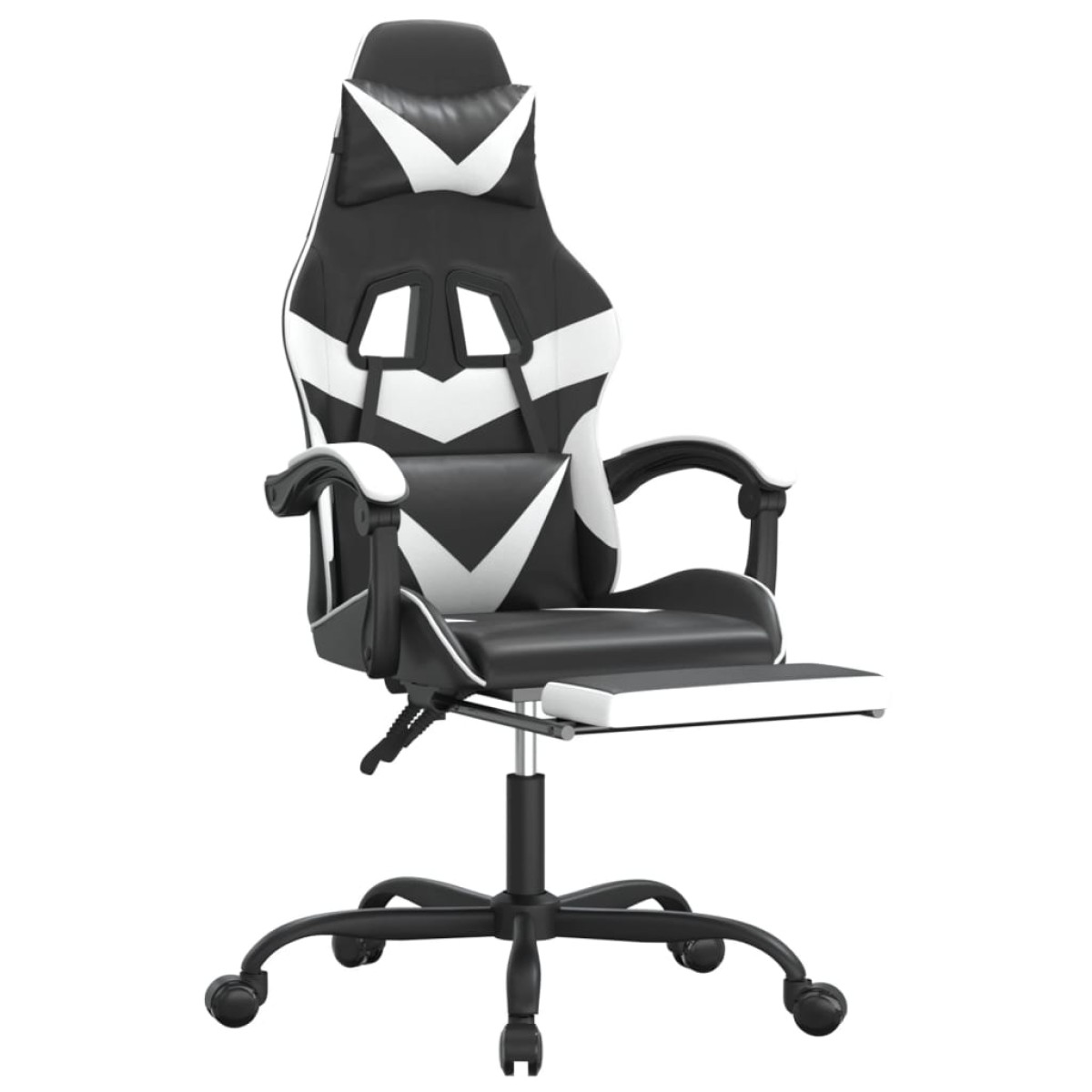 vidaXL Καρέκλα Gaming Μασάζ Υποπόδιο Μαύρο/Λευκό από Συνθετικό Δέρμα