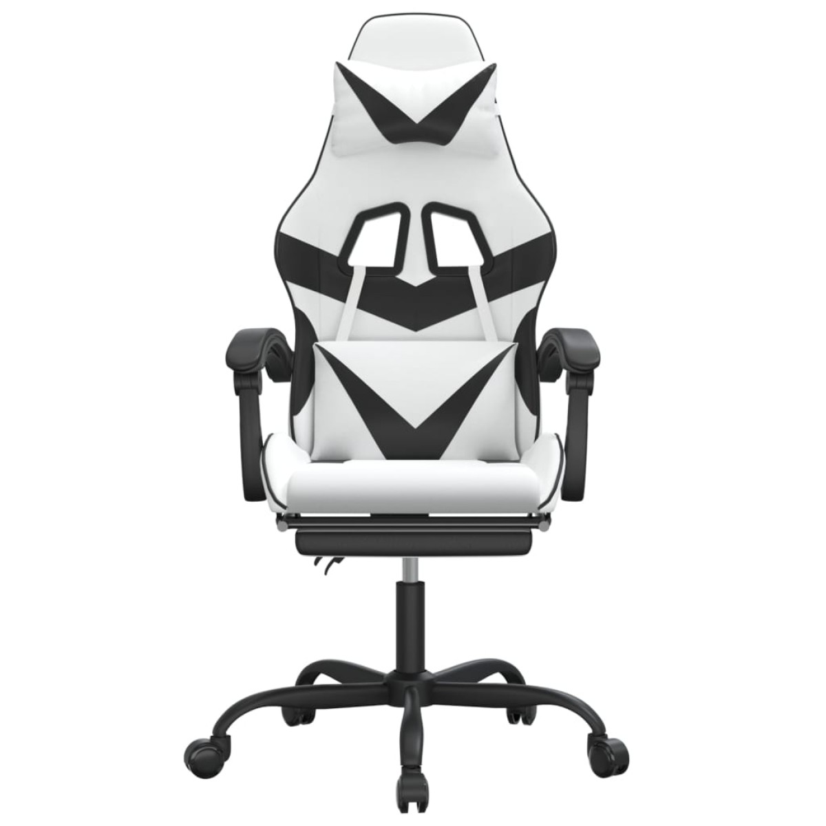 vidaXL Καρέκλα Gaming με Υποπόδιο Λευκό και Μαύρο από Συνθετικό Δέρμα