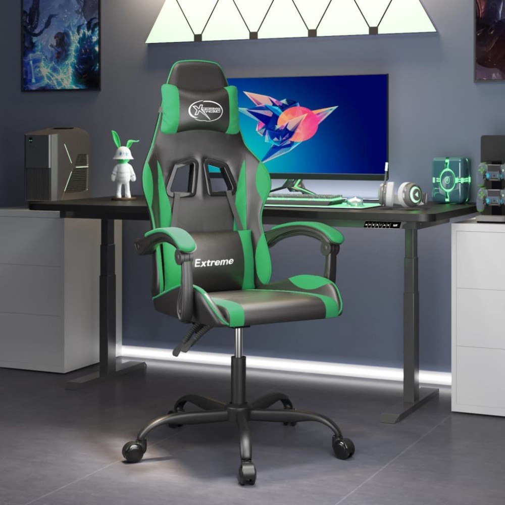 vidaXL Καρέκλα Gaming Μαύρο/πράσινο από Συνθετικό Δέρμα