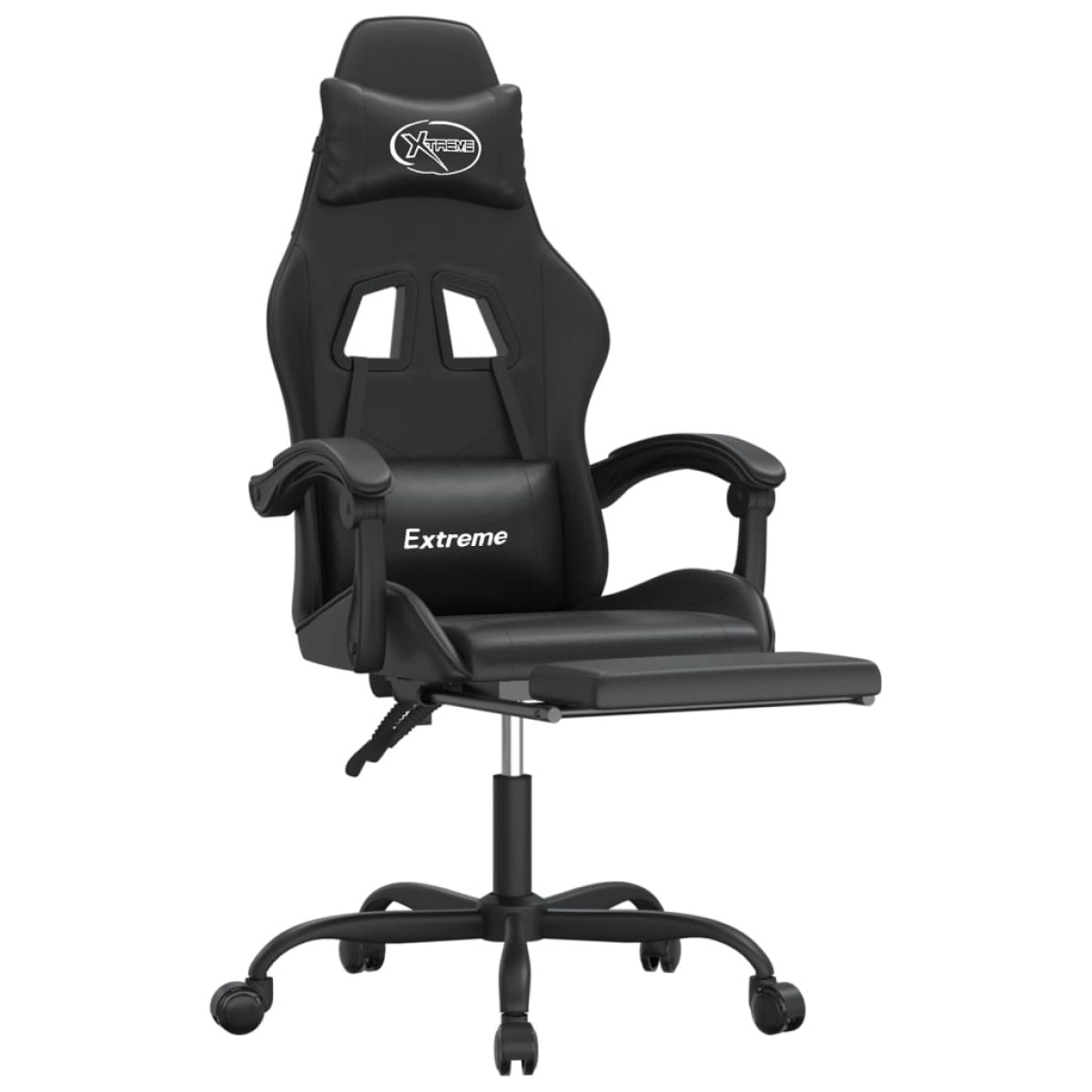 vidaXL Καρέκλα Gaming Μασάζ Υποπόδιο Μαύρο από Συνθετικό Δέρμα