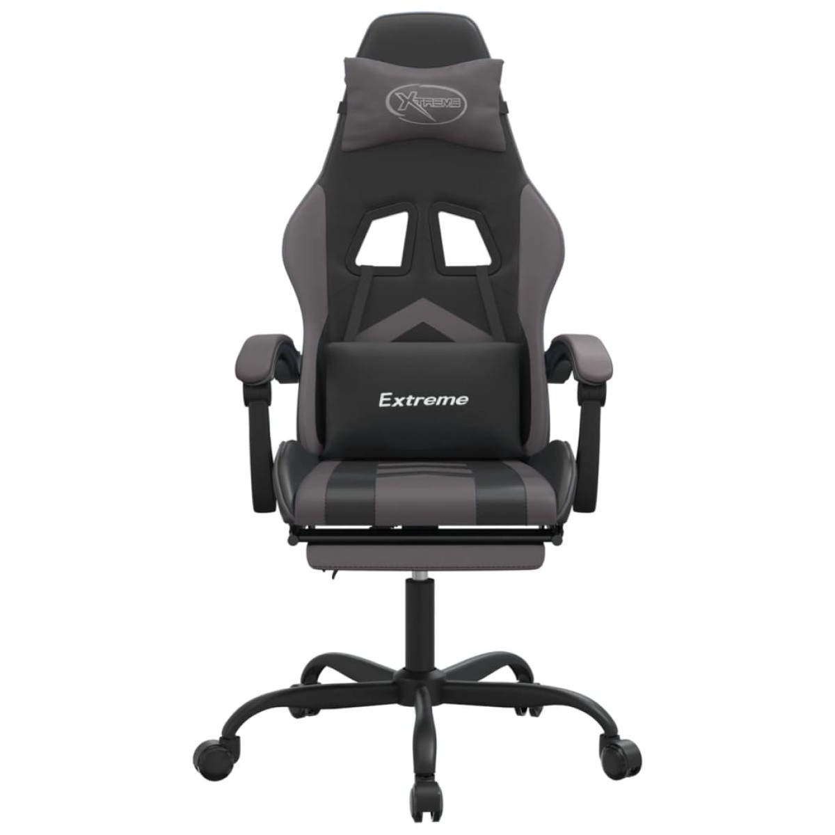 vidaXL Καρέκλα Gaming Μασάζ Υποπόδιο Μαύρο/Γκρι από Συνθετικό Δέρμα