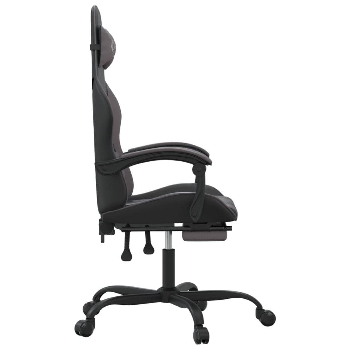 vidaXL Καρέκλα Gaming Μασάζ Υποπόδιο Μαύρο/Γκρι από Συνθετικό Δέρμα