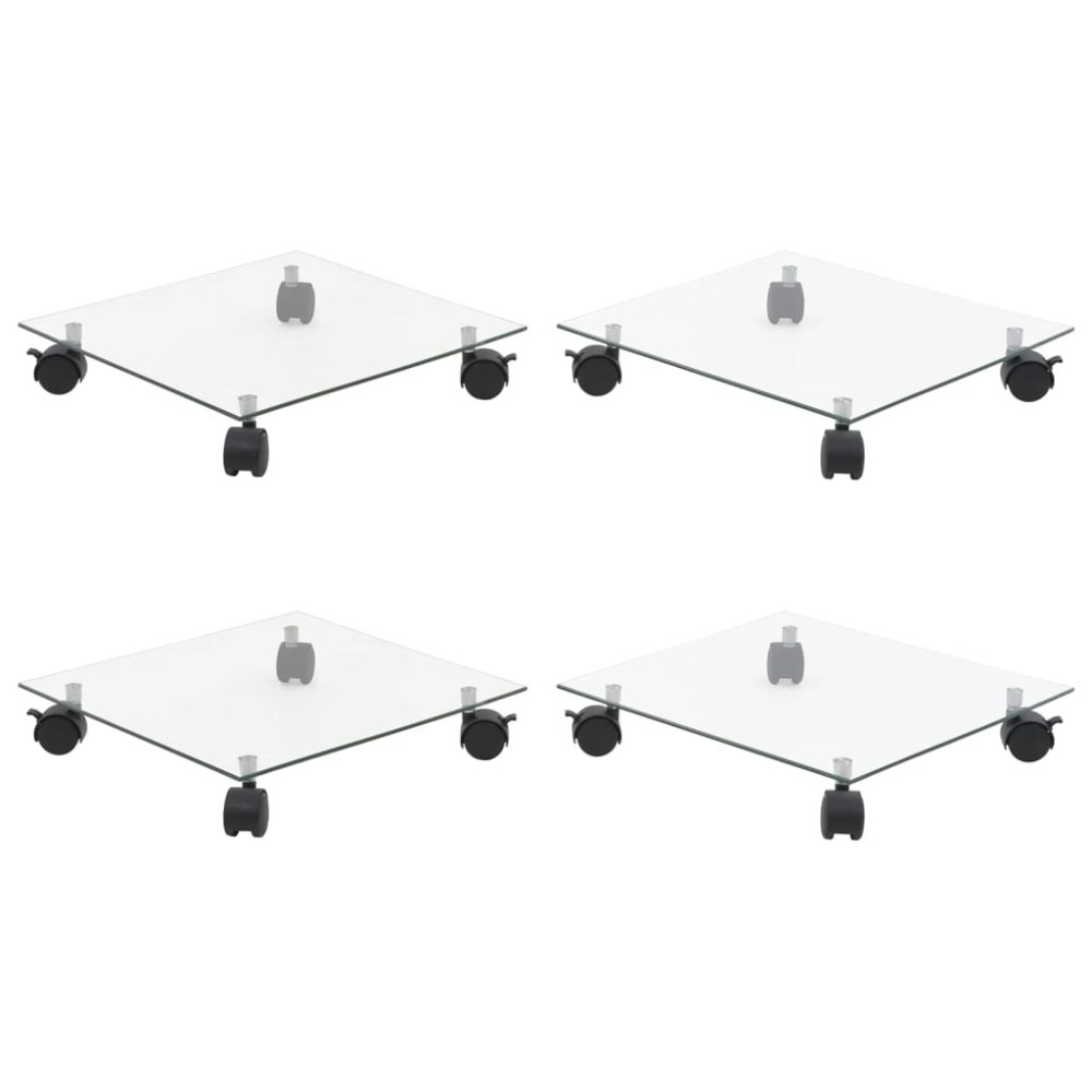 vidaXL Βάσεις Φυτών με Ρόδες 4 τεμ. Τετράγωνες 35x35 εκ. Ψημένο Γυαλί