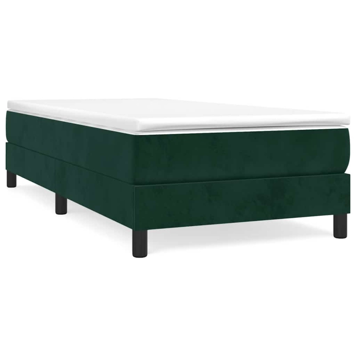 vidaXL Κρεβάτι Boxspring με Στρώμα Σκούρο Πράσινο 90x190 εκ. Βελούδινο
