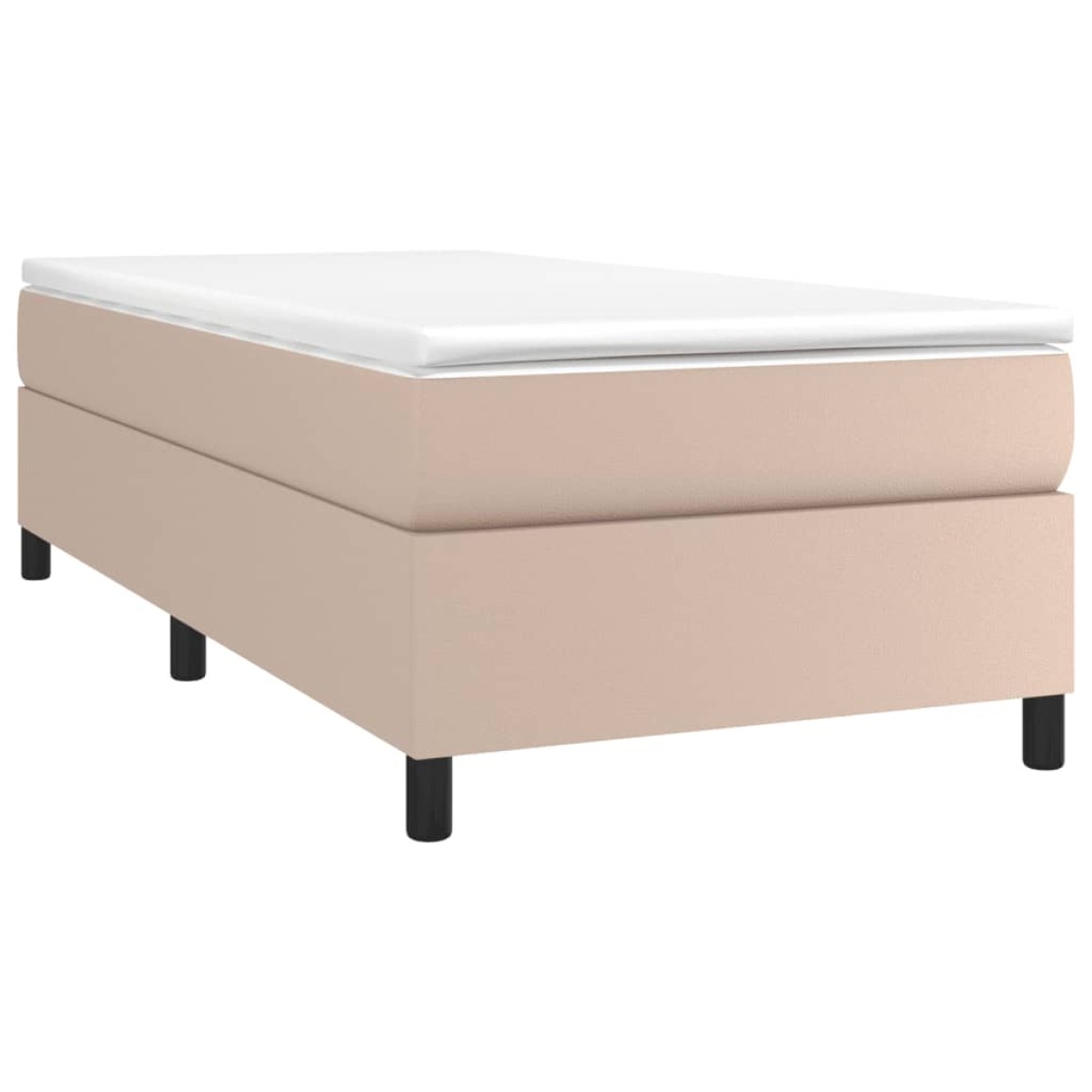 vidaXL Κρεβάτι Boxspring με Στρώμα Καπουτσίνο 90x190εκ.από Συνθ. Δέρμα