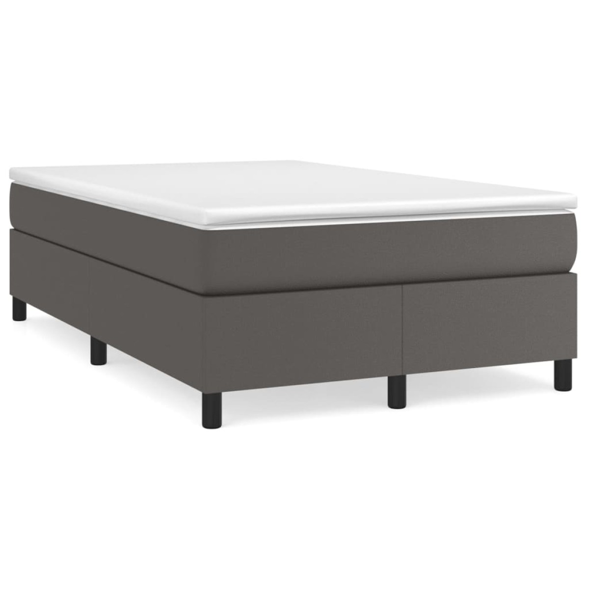 vidaXL Κρεβάτι Boxspring με Στρώμα Γκρι 120x200εκ. από Συνθετικό Δέρμα