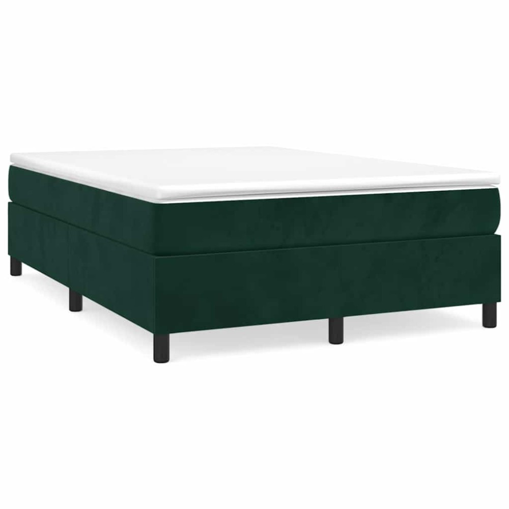 vidaXL Κρεβάτι Boxspring με Στρώμα Σκούρο Πράσινο 140x200εκ. Βελούδινο