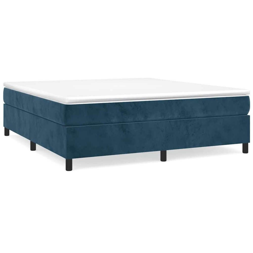 vidaXL Κρεβάτι Boxspring με Στρώμα Σκούρο Μπλε 160x200 εκ. Βελούδινο