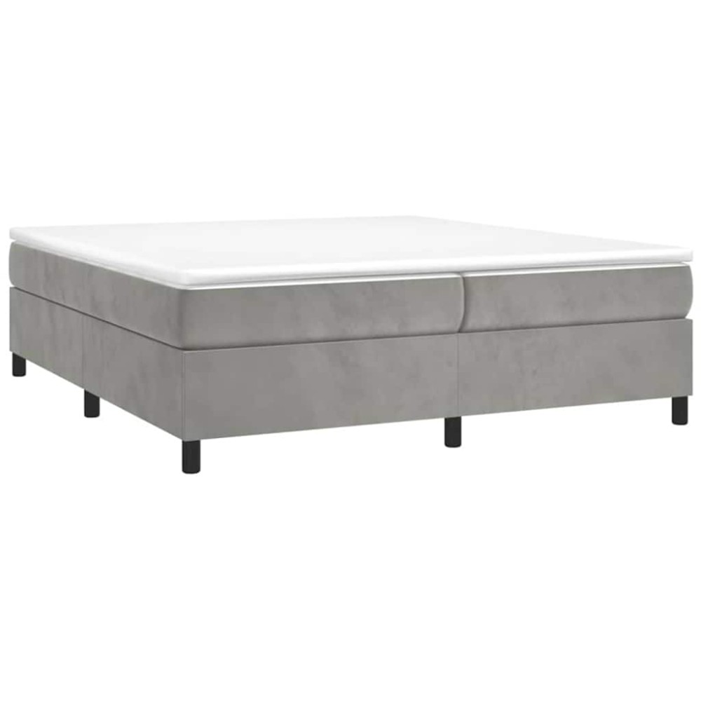 vidaXL Κρεβάτι Boxspring με Στρώμα Ανοιχτό Γκρι 200x200 εκ. Βελούδινο