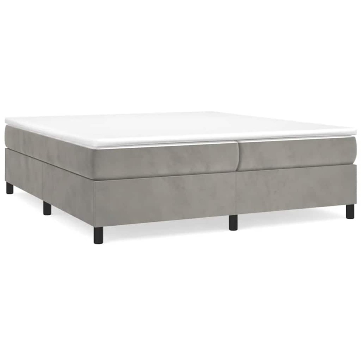 vidaXL Κρεβάτι Boxspring με Στρώμα Ανοιχτό Γκρι 200x200 εκ. Βελούδινο