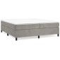 vidaXL Κρεβάτι Boxspring με Στρώμα Ανοιχτό Γκρι 200x200 εκ. Βελούδινο