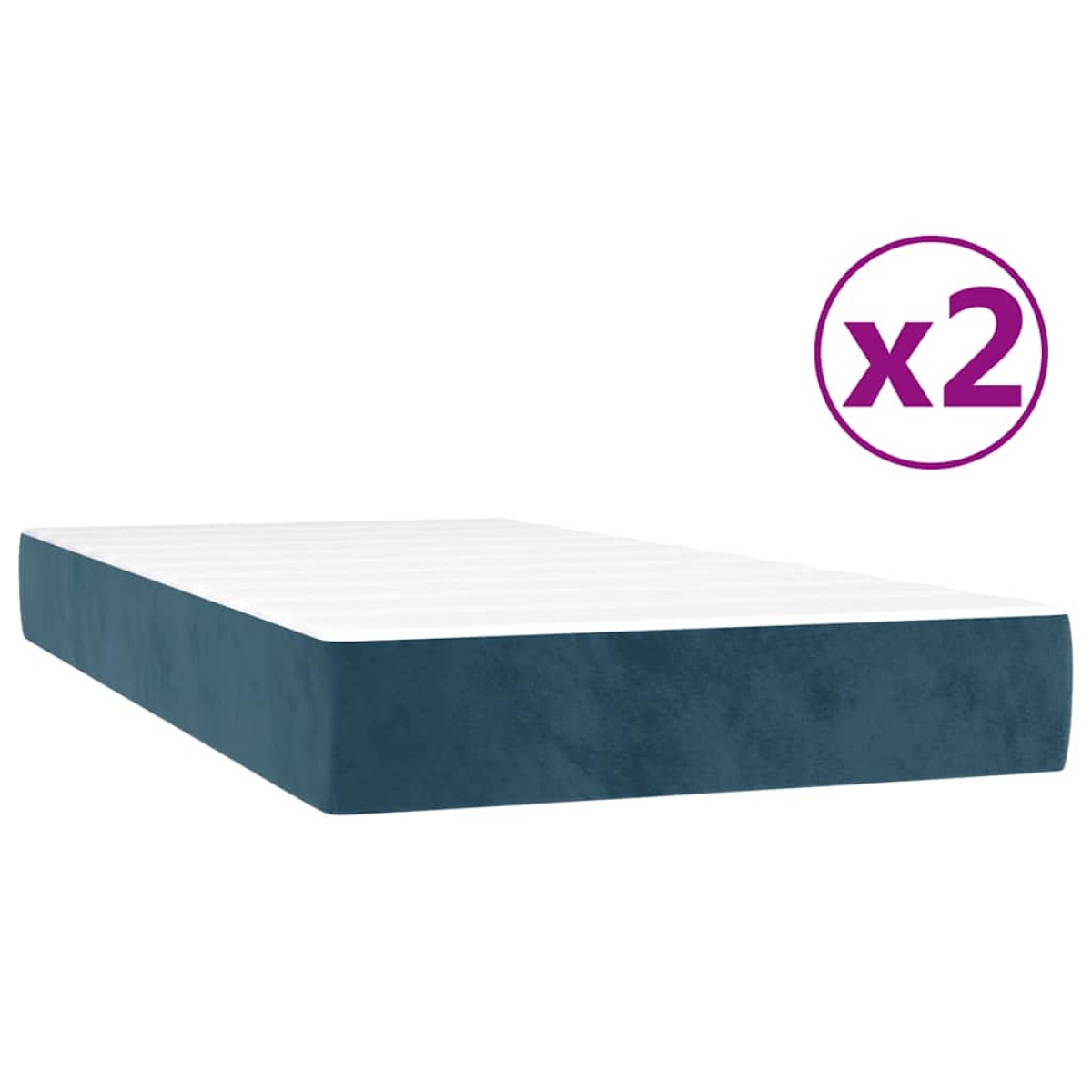 vidaXL Κρεβάτι Boxspring με Στρώμα Σκούρο Μπλε 200x200 εκ. Βελούδινο
