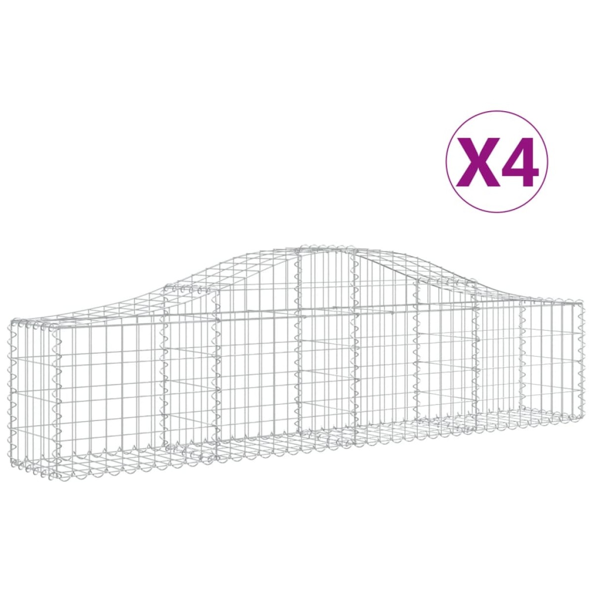 vidaXL Συρματοκιβώτια Τοξωτά 4 τεμ. 200x30x40/60 εκ. Γαλβαν. Ατσάλι
