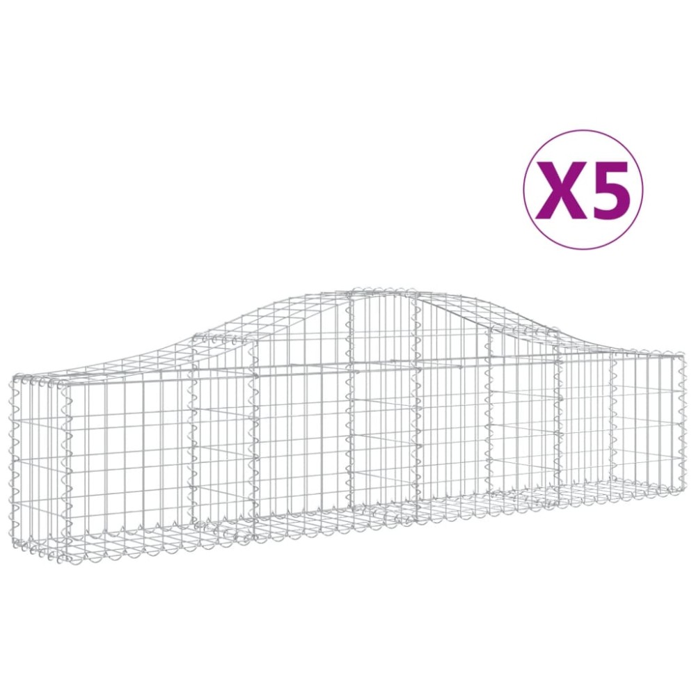 vidaXL Συρματοκιβώτια Τοξωτά 5 τεμ. 200x30x40/60 εκ. Γαλβαν. Ατσάλι